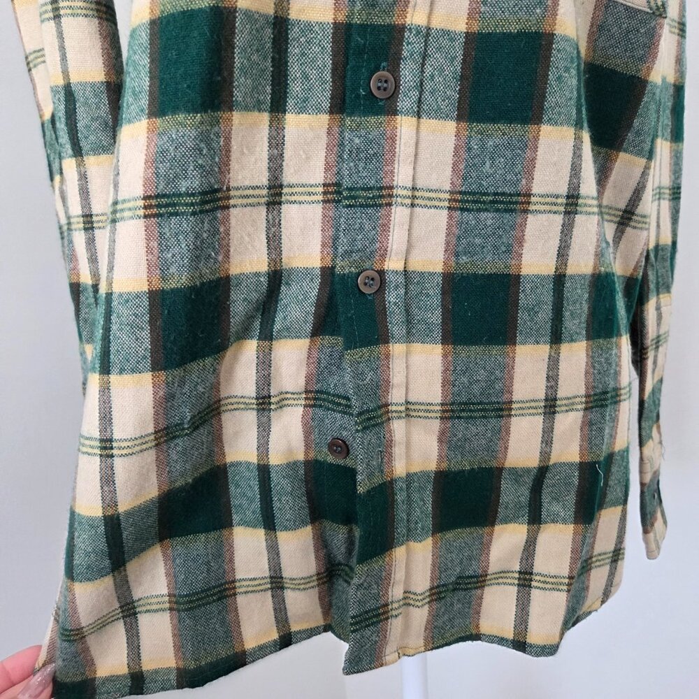 Vtg 90s Green Plaid Flannel Shirt Men's Small Arrow Sportswear Cabincore Grunge - Picture 9 of 15